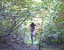 angela flashing in the woods