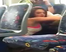 Girl busted on phone cam eating her friend out on the train