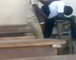 Teen African students fucking doggstyle in class