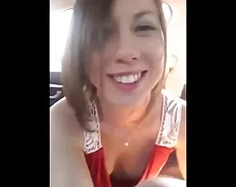 Masturbating in the car while her ass is plugged!