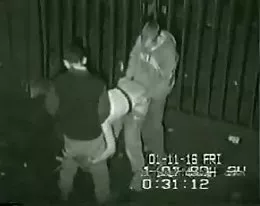 Security footage of threesome round the back of club in UK