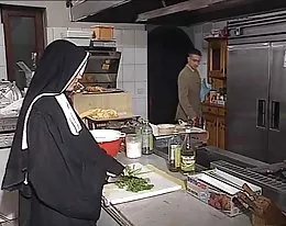 German nun assfucked in kitchen