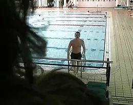 Brunette Mature Taking On Young Swimmer