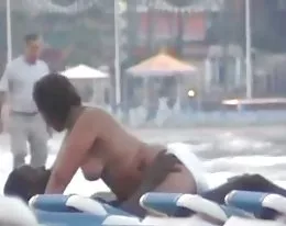 Beach fuck with specatators