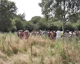 Crowd of Horny Cocks Fuck a German Whore in the Outdoor
