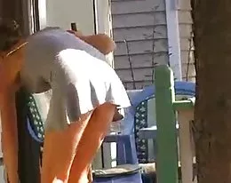 Upskirt No Panties In Caravan Park