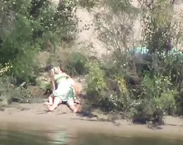 shy and horny girl rides cock on the river