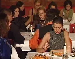 An restaurant orgy in public