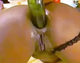 Ebony webcam dildo bottle anal gape