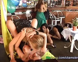 Wild lesbian orgy in nightclub