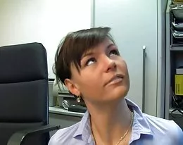 Hot German secretary in black stockings creampie fuck