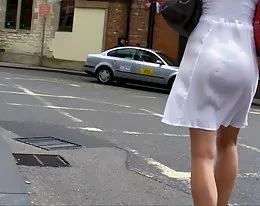 MILF in see through white dress