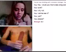 Shy girl turns horny web-cam dick flash