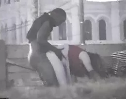 Interracial Couple Fucking in Park