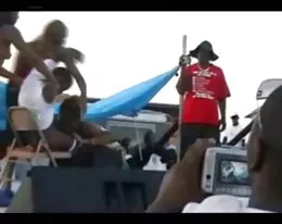Cocksucking live on stage at rap concert
