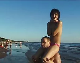 Candid nude nudist teenager butt on the public beach